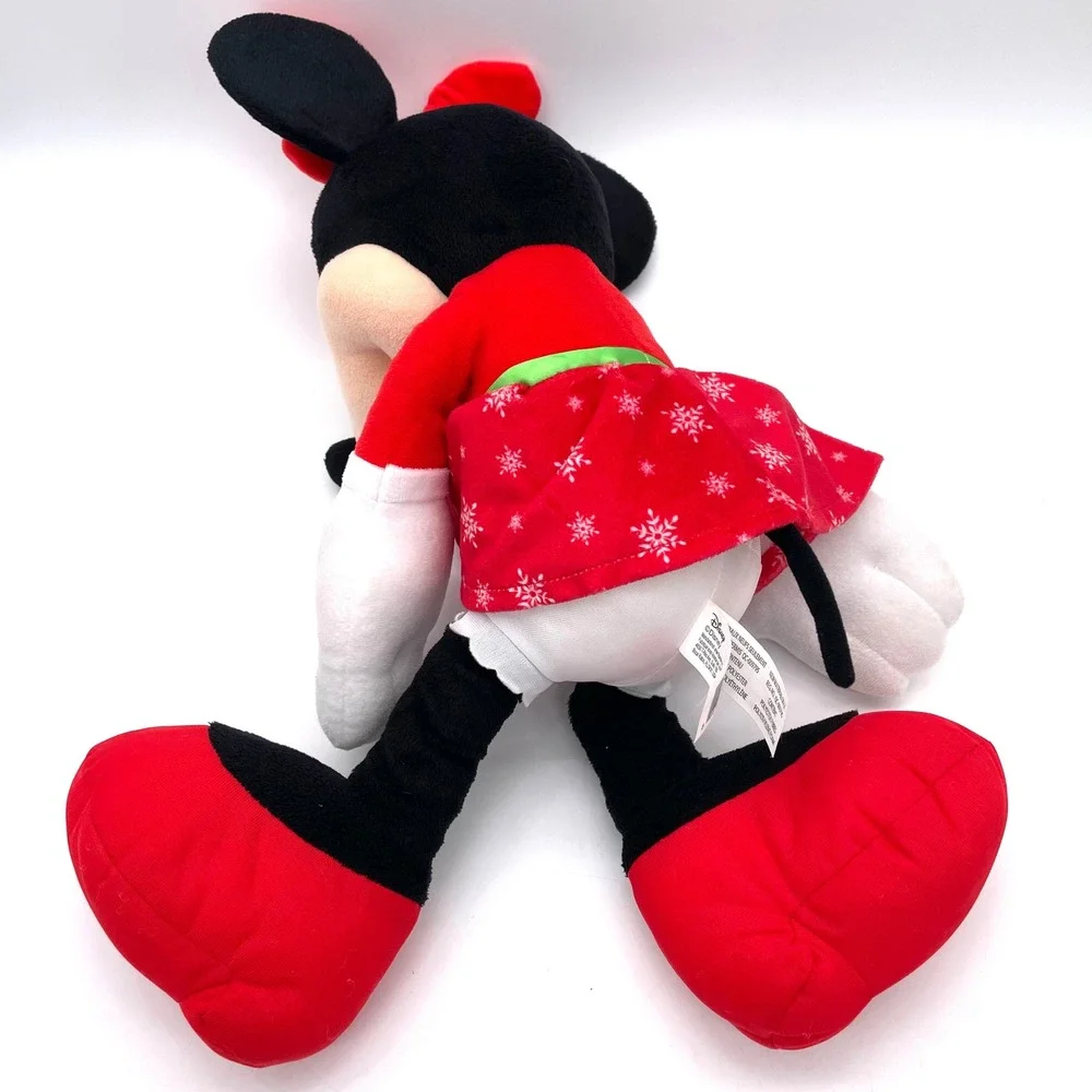 Disney Minnie Mouse Plush Toy Kids Large Red Snowflake Holiday Christmas Dress